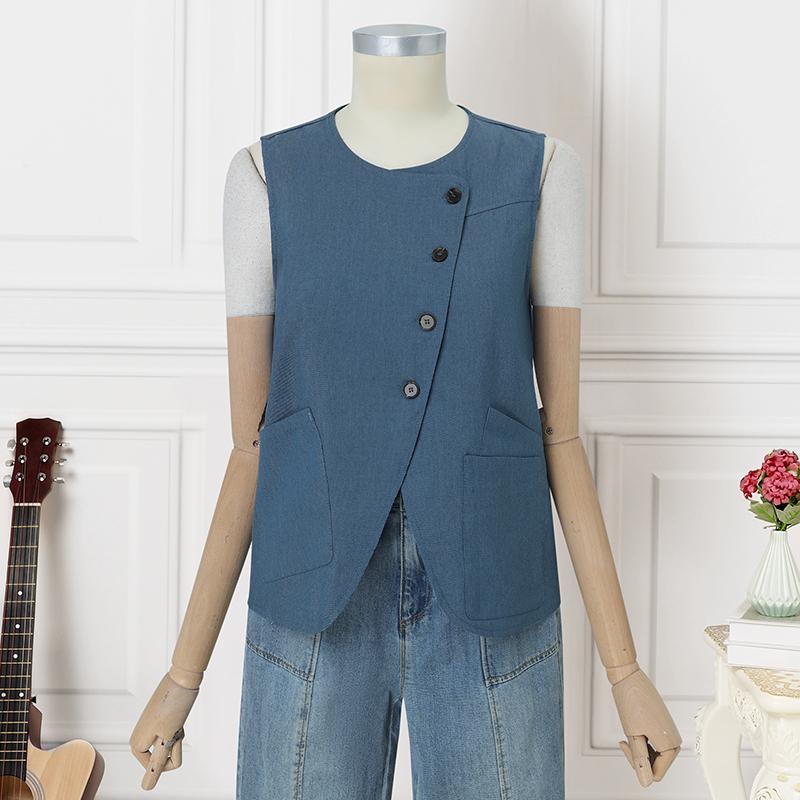 ZANZEA Жіночі літні топи-безрукавки з круглим вирізом та кишенями 4XL синій
ZANZEA Жіночі літні топи-безрукавки з круглим вирізом та кишенями 4XL синій