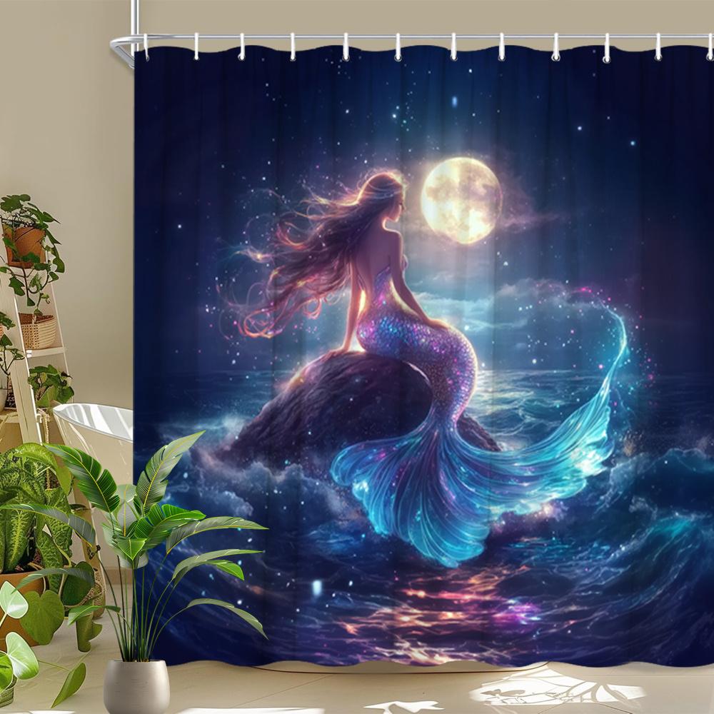Enchanting Mermaid Moonlight Print Waterproof Shower Curtain For Bathroom,Magical Ocean Design High-End Toilet Partition Curtain W60H190(CM)-1 Pcs
Enchanting Mermaid Moonlight Print Waterproof Shower Curtain For Bathroom,Magical Ocean Design High-End Toilet Partition Curtain W60H190(CM)-1 Pcs