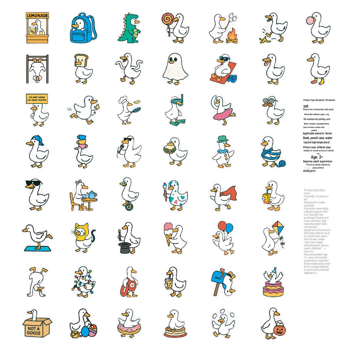 50 Goofy Goose Graffiti Waterproof Stickers for Water Bottles & Phones - Cute Cartoon Animals
50 Goofy Goose Graffiti Waterproof Stickers for Water Bottles & Phones - Cute Cartoon Animals
