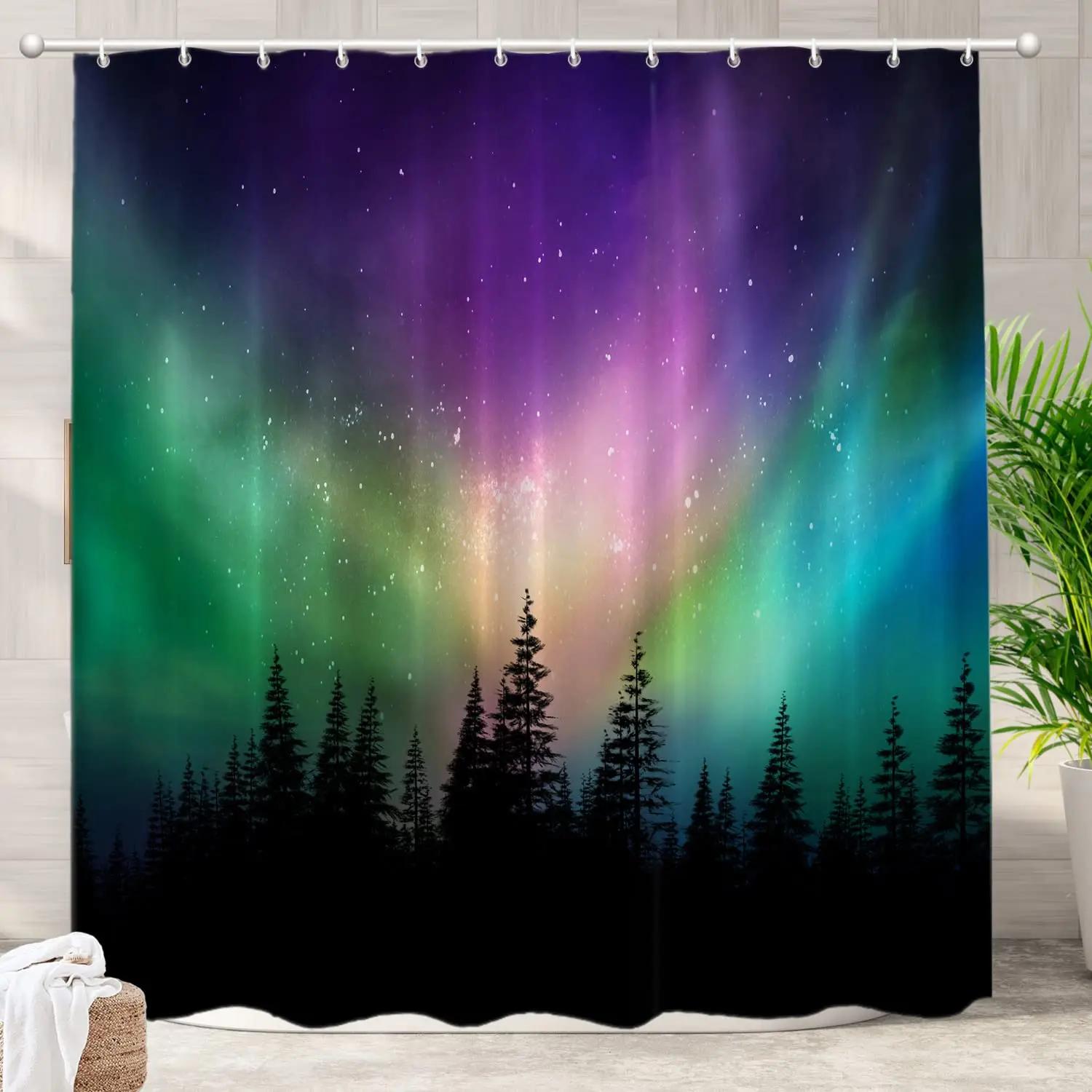 Aurora Borealis Shower Curtain Starry Sky Calming Night Image Cloth Fabric Bathroom Curtains With 12 Hooks Dark Blue Mint Green W60H190(CM)-1 Pcs
Aurora Borealis Shower Curtain Starry Sky Calming Night Image Cloth Fabric Bathroom Curtains With 12 Hooks Dark Blue Mint Green W60H190(CM)-1 Pcs