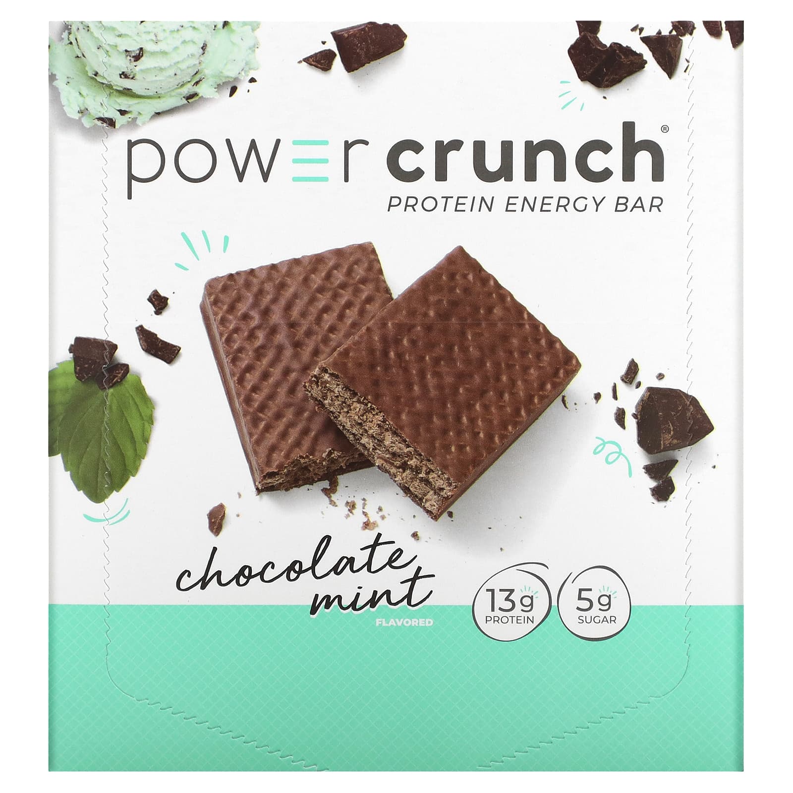 BNRG, Power Crunch Protein Energy Bar, Chocolate Mint, 12 bars, 1.4 oz (40 g) each
BNRG, Power Crunch Protein Energy Bar, Chocolate Mint, 12 bars, 1.4 oz (40 g) each