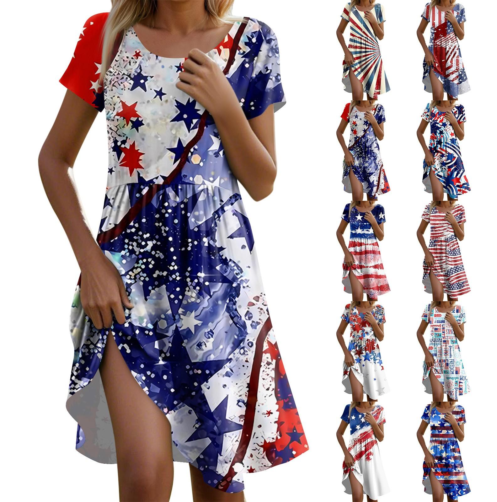 Women s Casual Fashion Round Neck Short Sleeve Independence Day Printed Midi Dress XL
Women s Casual Fashion Round Neck Short Sleeve Independence Day Printed Midi Dress XL