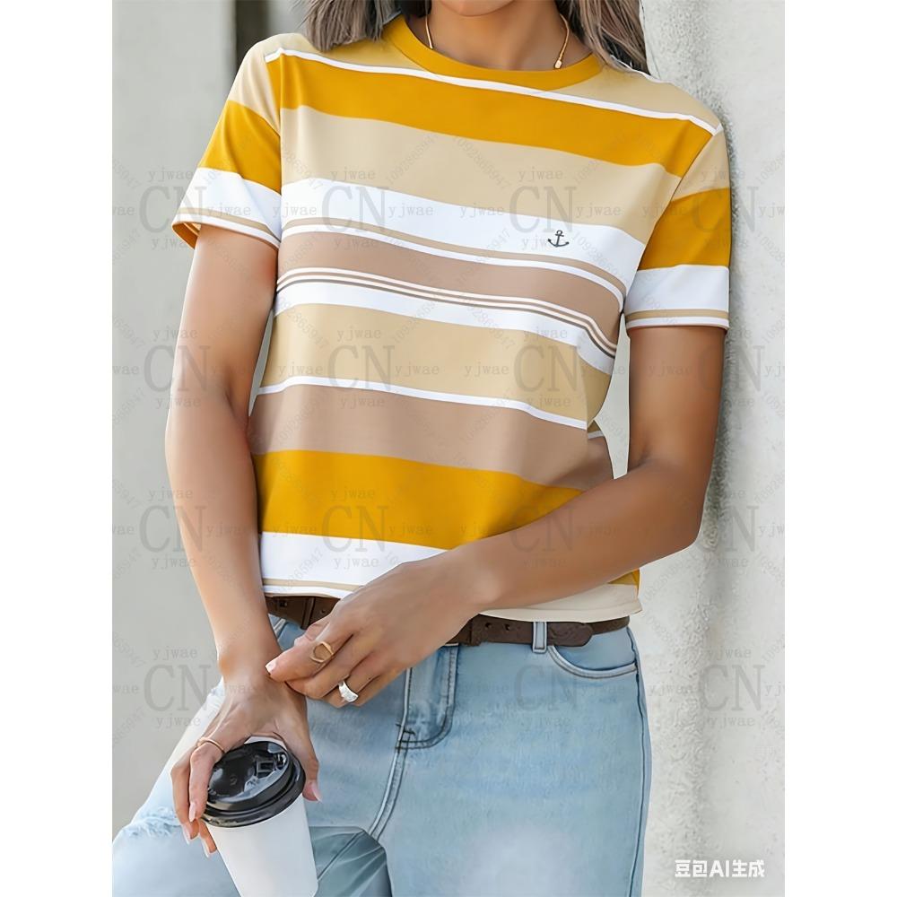 French Classic Contrasting Striped Casual T-Shirt O-Neck Printed Short Sleeved Fashionable Street Y2k Top Summer Women S T-Shirt XXS
French Classic Contrasting Striped Casual T-Shirt O-Neck Printed Short Sleeved Fashionable Street Y2k Top Summer Women S T-Shirt XXS