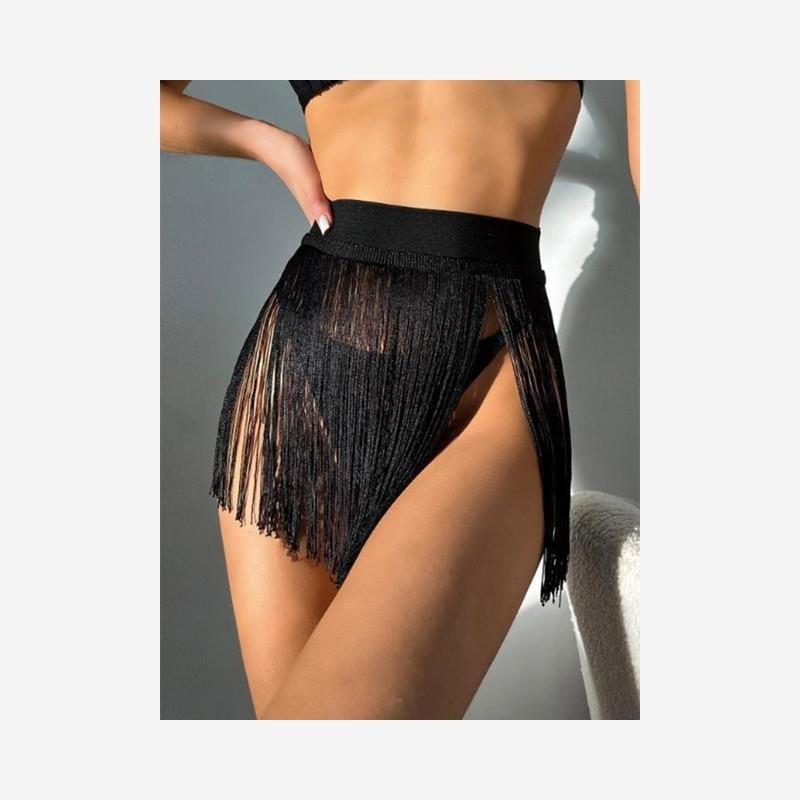 Sexy Solid Color High Waist Fringed Skirt Pure Color High Waist Tassel Little Short Dress Black S
Sexy Solid Color High Waist Fringed Skirt Pure Color High Waist Tassel Little Short Dress Black S