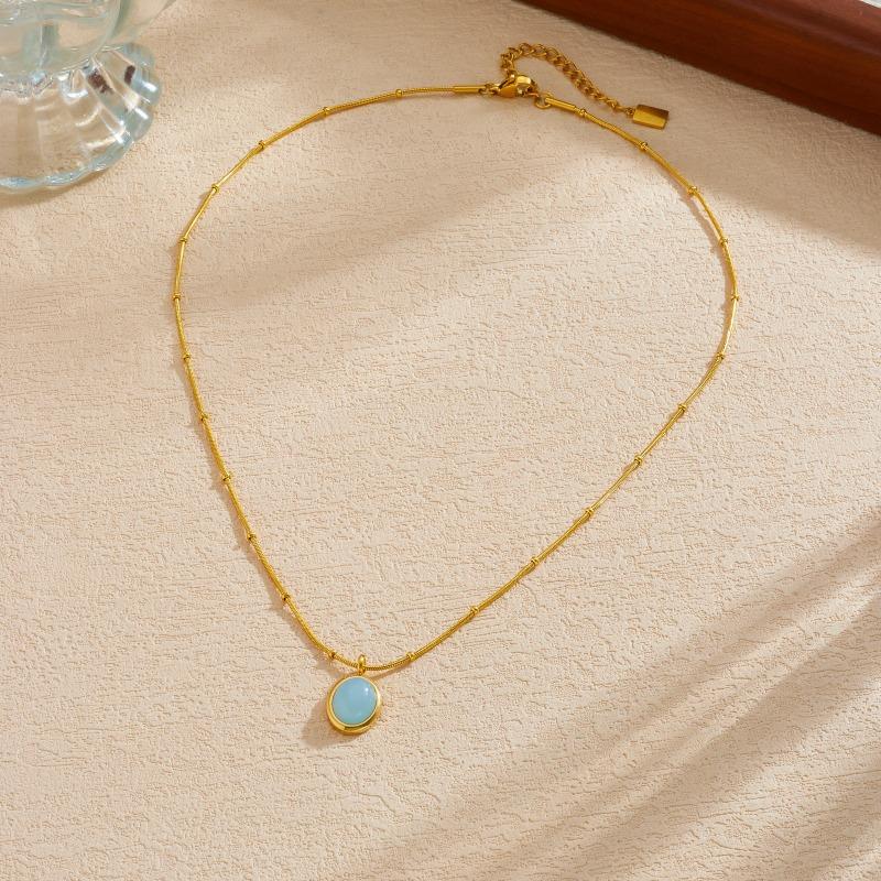 Gold Plated Stainless Steel Aqua Chalcedony Oval Pendant Necklace for Women золотий
Gold Plated Stainless Steel Aqua Chalcedony Oval Pendant Necklace for Women золотий