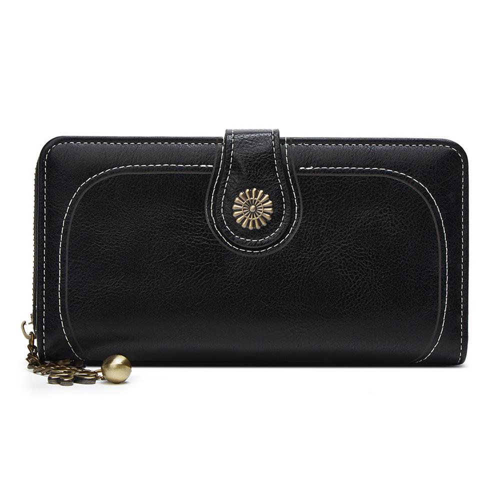 Женский кошелек из натуральной кожи, длинный многофункциональный винтажный женский кошелек чёрный
Женский кошелек из натуральной кожи, длинный многофункциональный винтажный женский кошелек чёрный