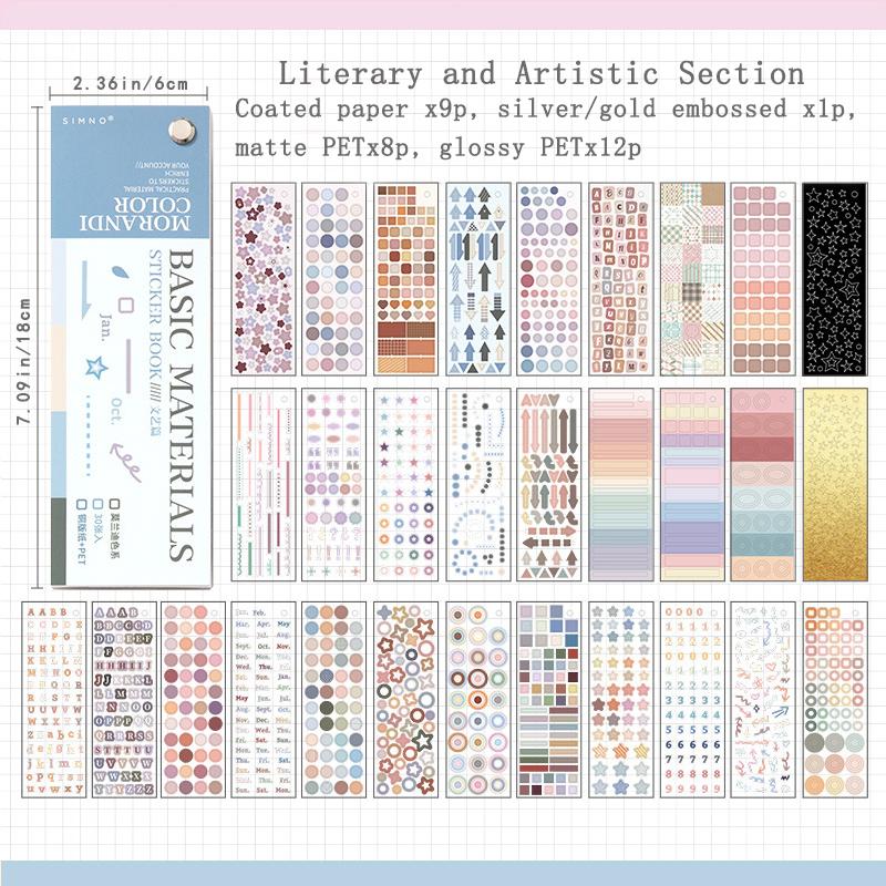 30 sheets of rotatable self-adhesive stickers - Morandi color series, including letters, numbers, stars, and hearts синий
30 sheets of rotatable self-adhesive stickers - Morandi color series, including letters, numbers, stars, and hearts синий