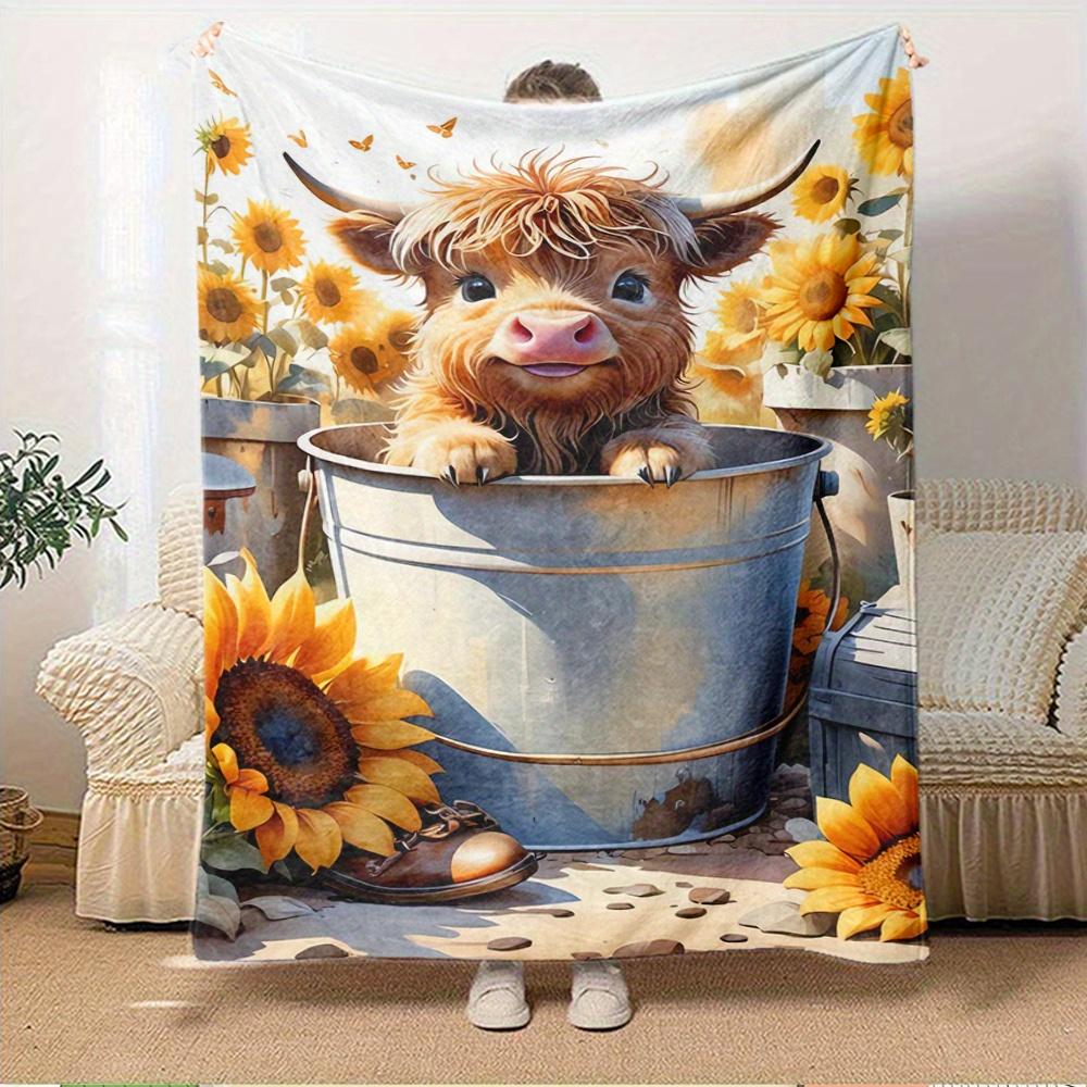 For Highland cattle,Bucket,Sunflowers-Themed Flannel Blanket, Glam Style, Digital Print, All-Season Comfort, Tear-Resistant, Knitted Craftsm 150x180cm
For Highland cattle,Bucket,Sunflowers-Themed Flannel Blanket, Glam Style, Digital Print, All-Season Comfort, Tear-Resistant, Knitted Craftsm 150x180cm