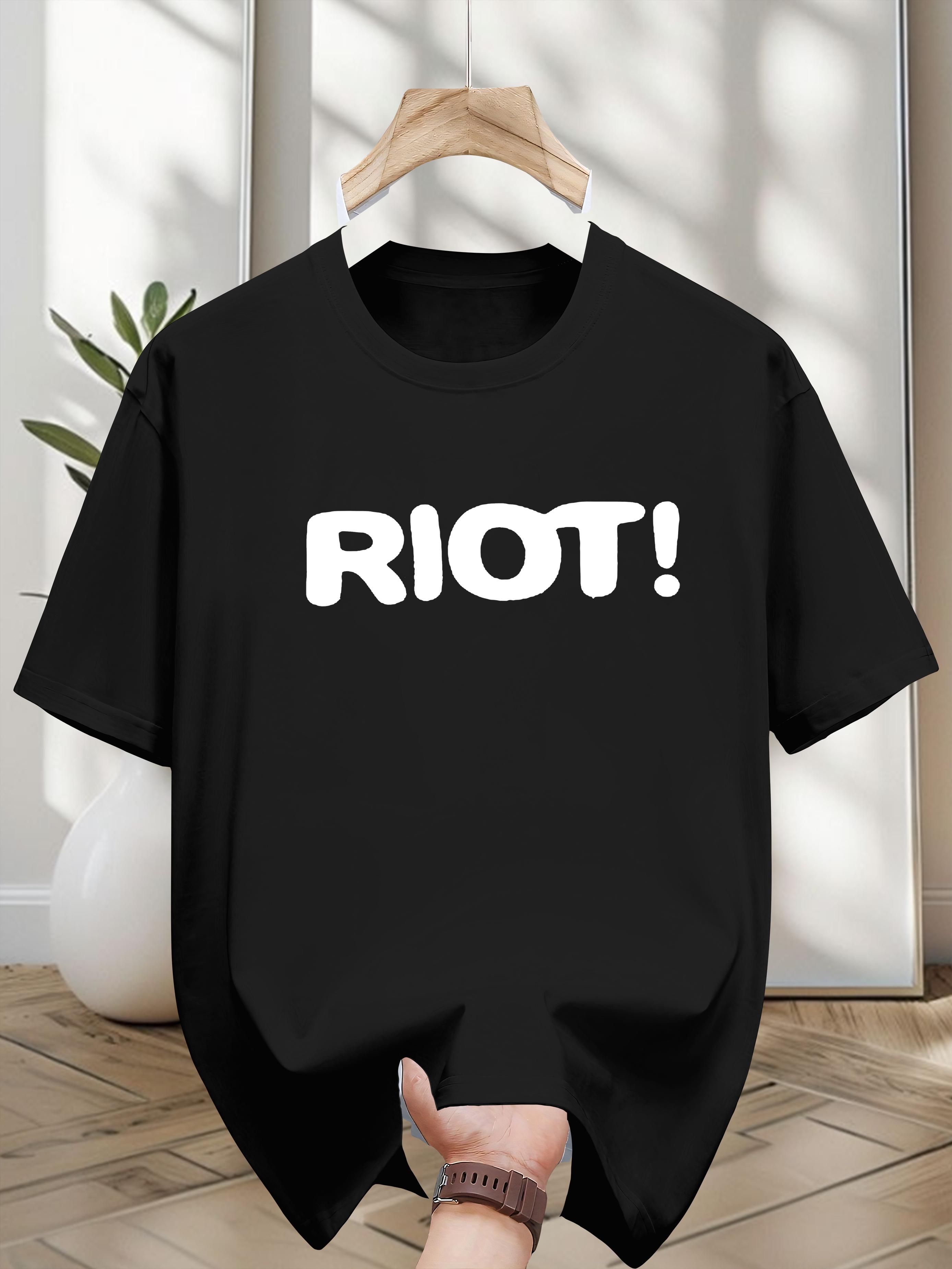 Niuwang Selection 200gsm Heavyweight 100% Cotton Short Sleeve T-shirt - White Casual Round Neck Tee with Bold RIOT! Graphic Print S
Niuwang Selection 200gsm Heavyweight 100% Cotton Short Sleeve T-shirt - White Casual Round Neck Tee with Bold RIOT! Graphic Print S