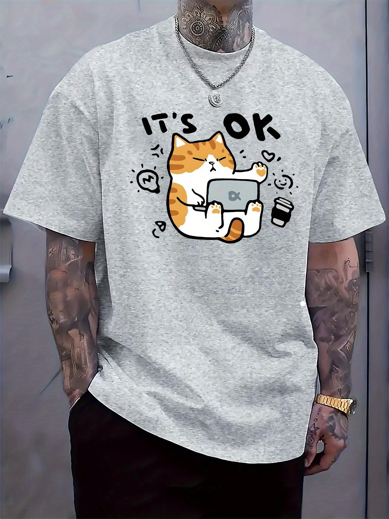 Casual Crew Neck Short Sleeve T-shirt with Cute Cat Graphic It s Okay Design - Black XXXXL
Casual Crew Neck Short Sleeve T-shirt with Cute Cat Graphic It s Okay Design - Black XXXXL