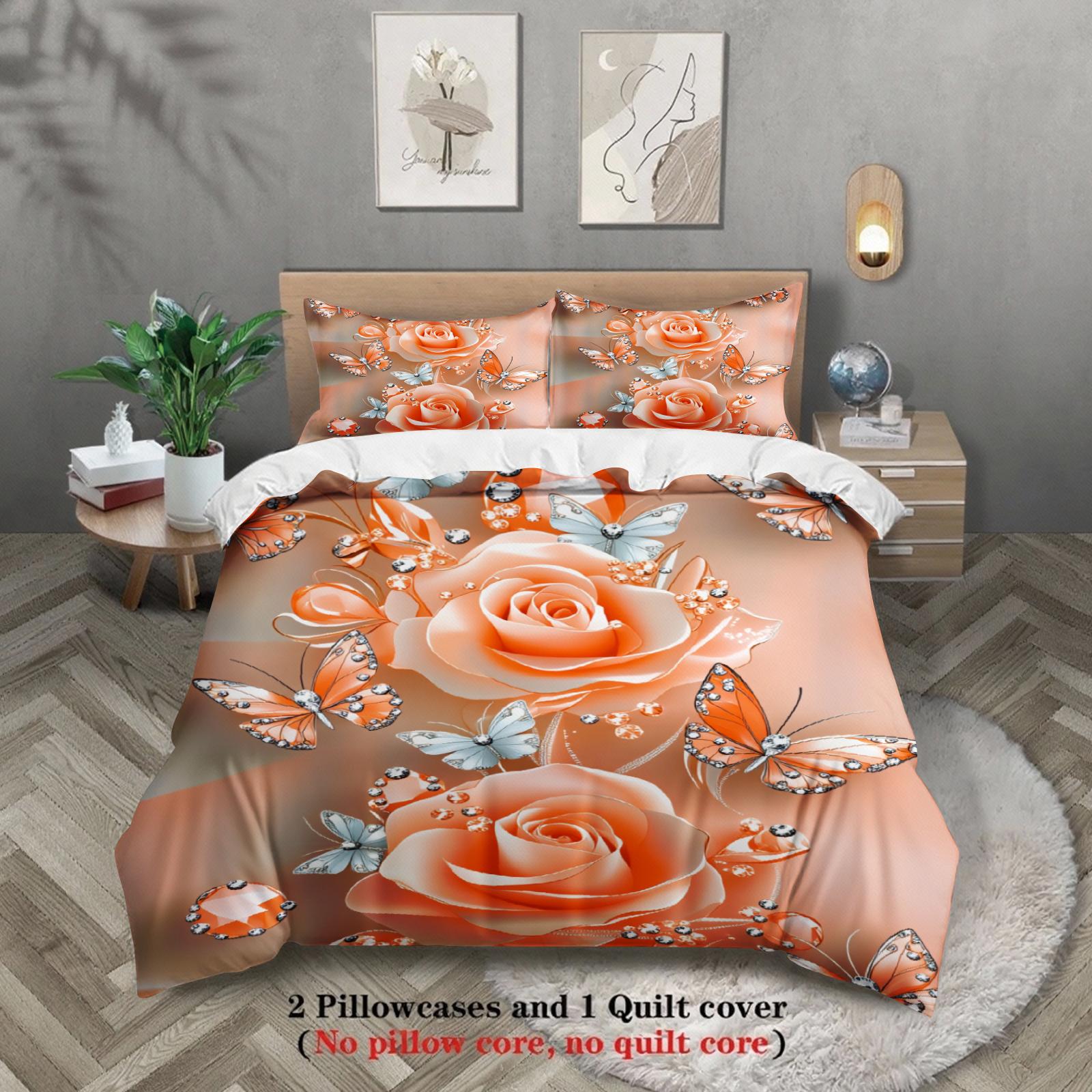 Rose And Butterfly Printed Bedding Set Peach Color Floral Design With Duvet Cover & Pillowcases For Bedroom Decor EU Twin(135x200cm)
Rose And Butterfly Printed Bedding Set Peach Color Floral Design With Duvet Cover & Pillowcases For Bedroom Decor EU Twin(135x200cm)
