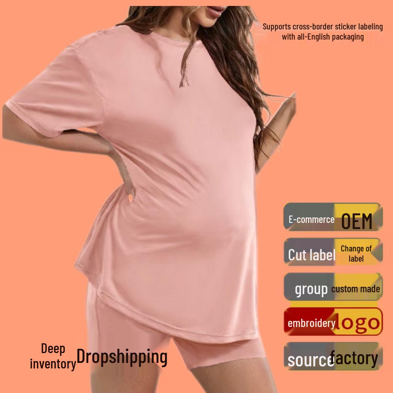 Maternity Summer Two-Piece Set: Round Neck Short Sleeve Top & Shorts Large чорний
Maternity Summer Two-Piece Set: Round Neck Short Sleeve Top & Shorts Large чорний