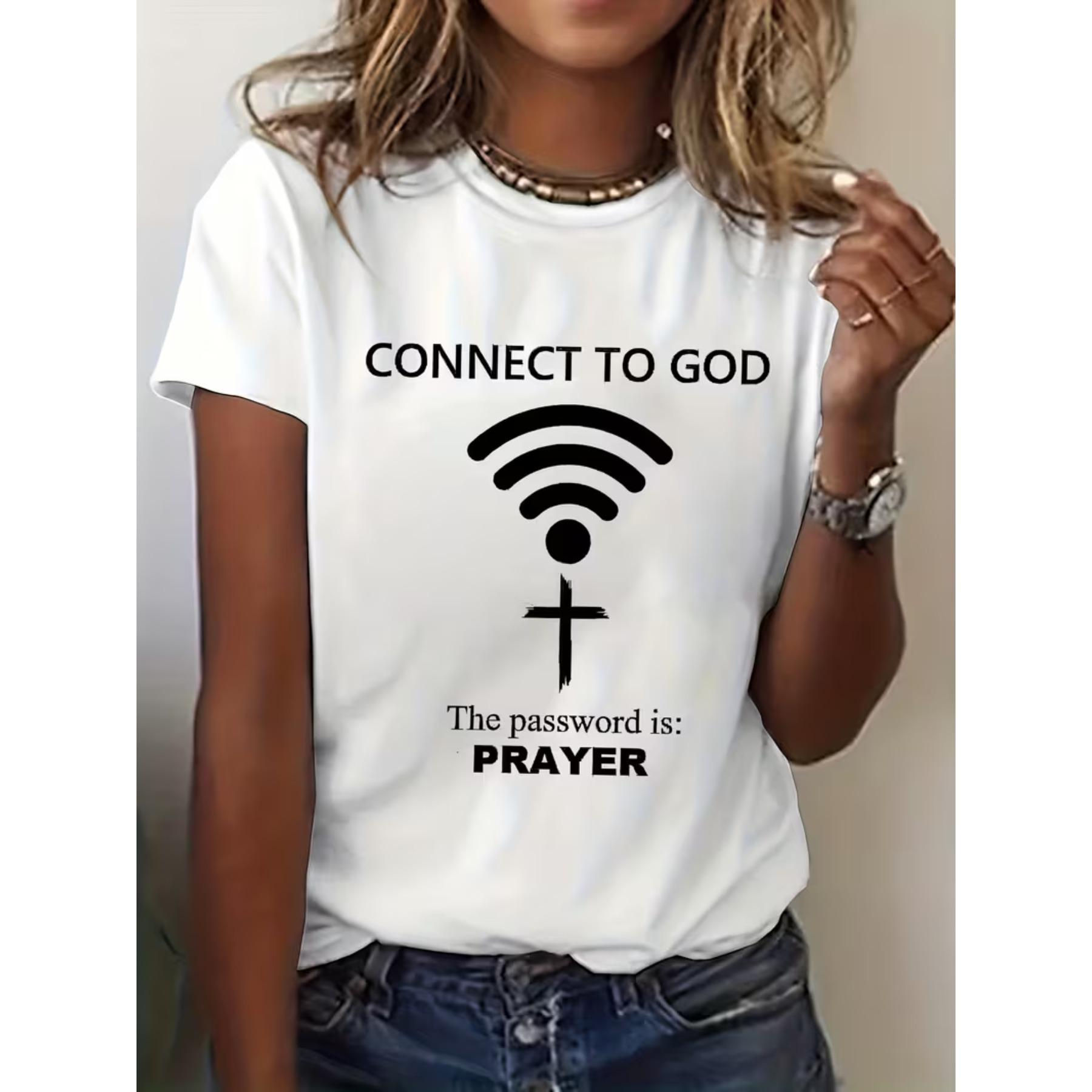 Women s Prayer T-Shirt - Connect To God Jesus Funny Religious Letter Print Short Sleeve Crew Neck Top XXL білий
Women s Prayer T-Shirt - Connect To God Jesus Funny Religious Letter Print Short Sleeve Crew Neck Top XXL білий