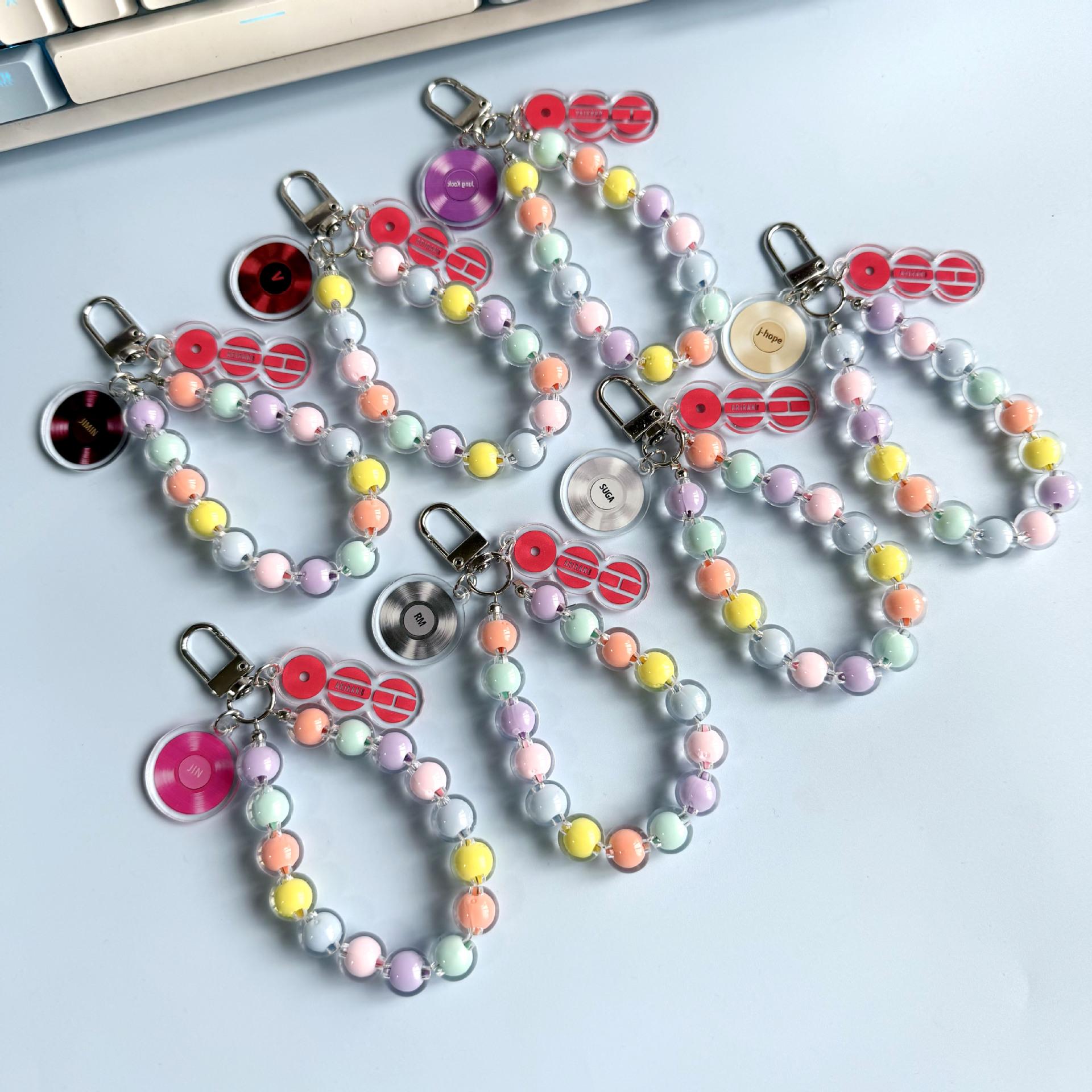 7pcs BTS Album Record Beaded Keychain, Cute Macaron Pastel Bead Chain Charm with Mini Vinyl Disc Pendant, Kpop Fans Bag Accessory 7pcs
7pcs BTS Album Record Beaded Keychain, Cute Macaron Pastel Bead Chain Charm with Mini Vinyl Disc Pendant, Kpop Fans Bag Accessory 7pcs