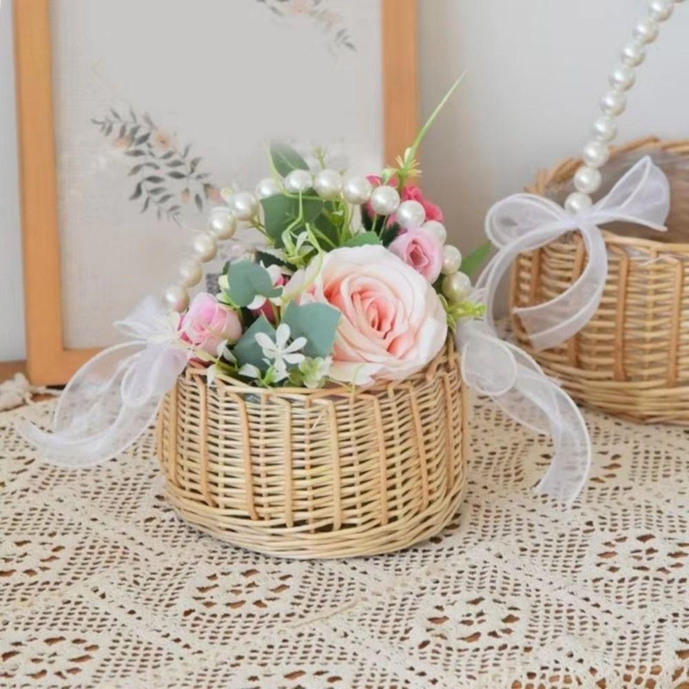 Pearls Handle Flower Girl Baskets Twin Fish Tail Design Storage With Handle Woven Basket Picnic Container Willow Rattan чёрный
Pearls Handle Flower Girl Baskets Twin Fish Tail Design Storage With Handle Woven Basket Picnic Container Willow Rattan чёрный