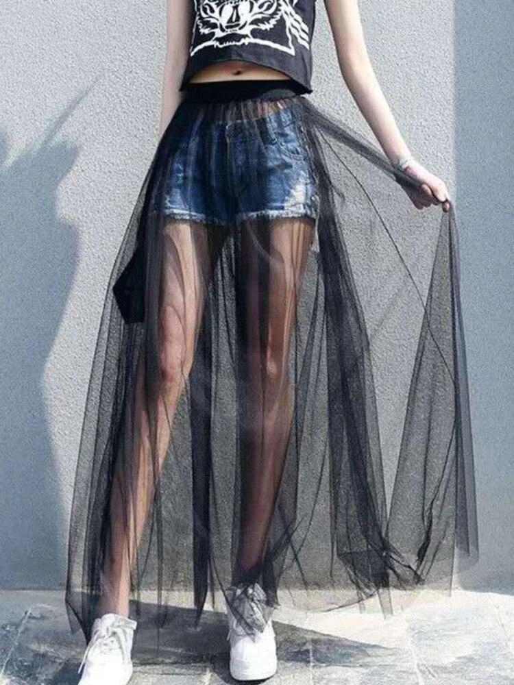 Новые модные прозрачные сетчатые юбки, сексуальные однотонные юбки с высокой талией, модные черные женские юбки One Size чёрный
Новые модные прозрачные сетчатые юбки, сексуальные однотонные юбки с высокой талией, модные черные женские юбки One Size чёрный