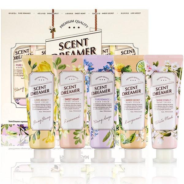 Парфюмированный крем для рук Kwailnara Scent Dreamer, подарочный набор из 5 предметов, 1 комплект
Парфюмированный крем для рук Kwailnara Scent Dreamer, подарочный набор из 5 предметов, 1 комплект