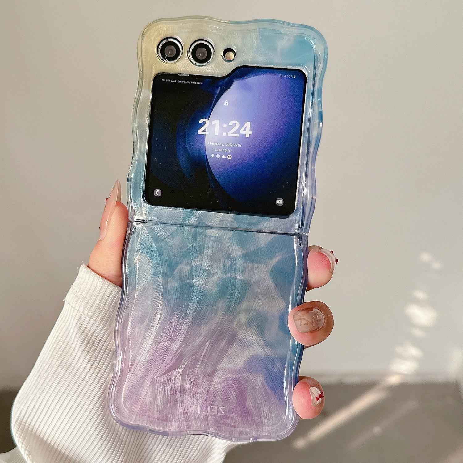 Чехол для Samsung Galaxy Z Flip5 5G, жесткий ПК, волнистый край, градиентная крышка для телефона Blue/Purple
Чехол для Samsung Galaxy Z Flip5 5G, жесткий ПК, волнистый край, градиентная крышка для телефона Blue/Purple