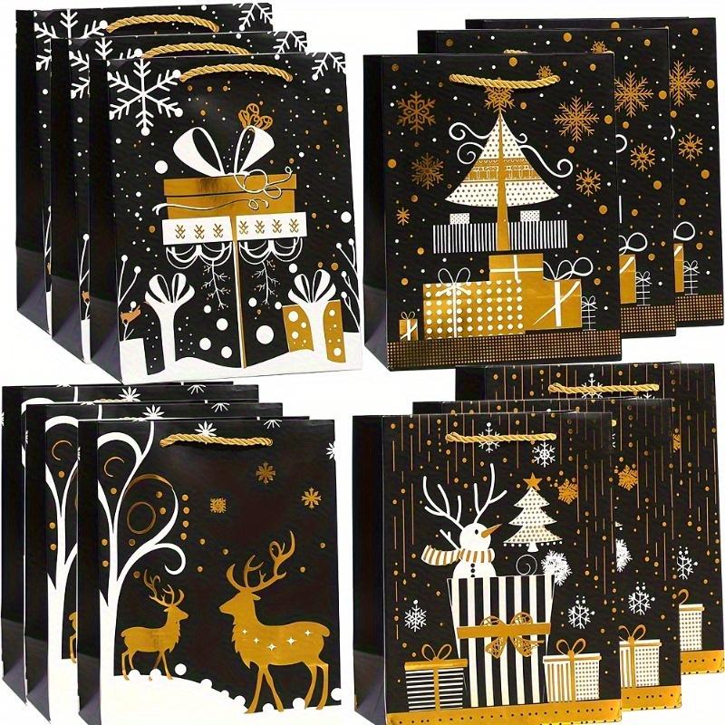 12 Pcs Festive Christmas Gift Bags: Black with Golden Printed Designs - Perfect for Wrapping Holiday Presents Pack of 12
12 Pcs Festive Christmas Gift Bags: Black with Golden Printed Designs - Perfect for Wrapping Holiday Presents Pack of 12