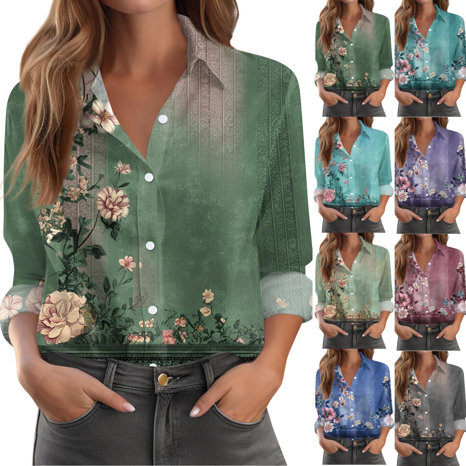 Women s Shirt With Floral Print Buttons, Long Sleeved Casual Regular Shirt Collar Top M
Women s Shirt With Floral Print Buttons, Long Sleeved Casual Regular Shirt Collar Top M