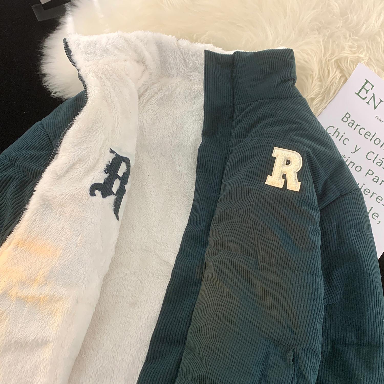 Двусторонняя куртка из овечьей шерсти с хлопковой подкладкой, парная зимняя вельветовая куртка с мехом и пухом, хлопковая куртка. S