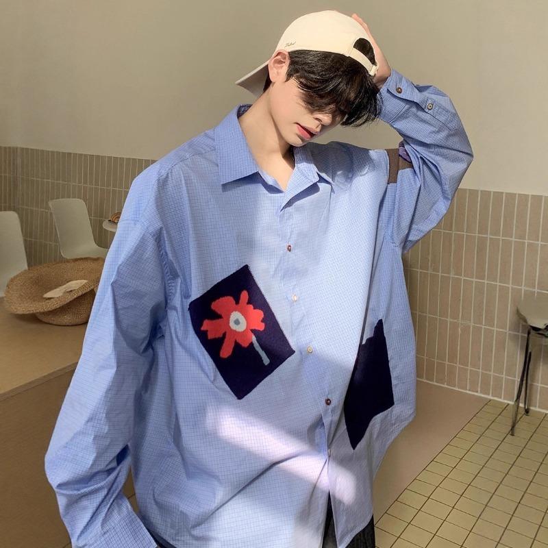 Men s Checkered Flower Embroidery Patch Pocket Oversized Long Sleeve Button Down Shirt Casual Streetwear Top S синій
Men s Checkered Flower Embroidery Patch Pocket Oversized Long Sleeve Button Down Shirt Casual Streetwear Top S синій