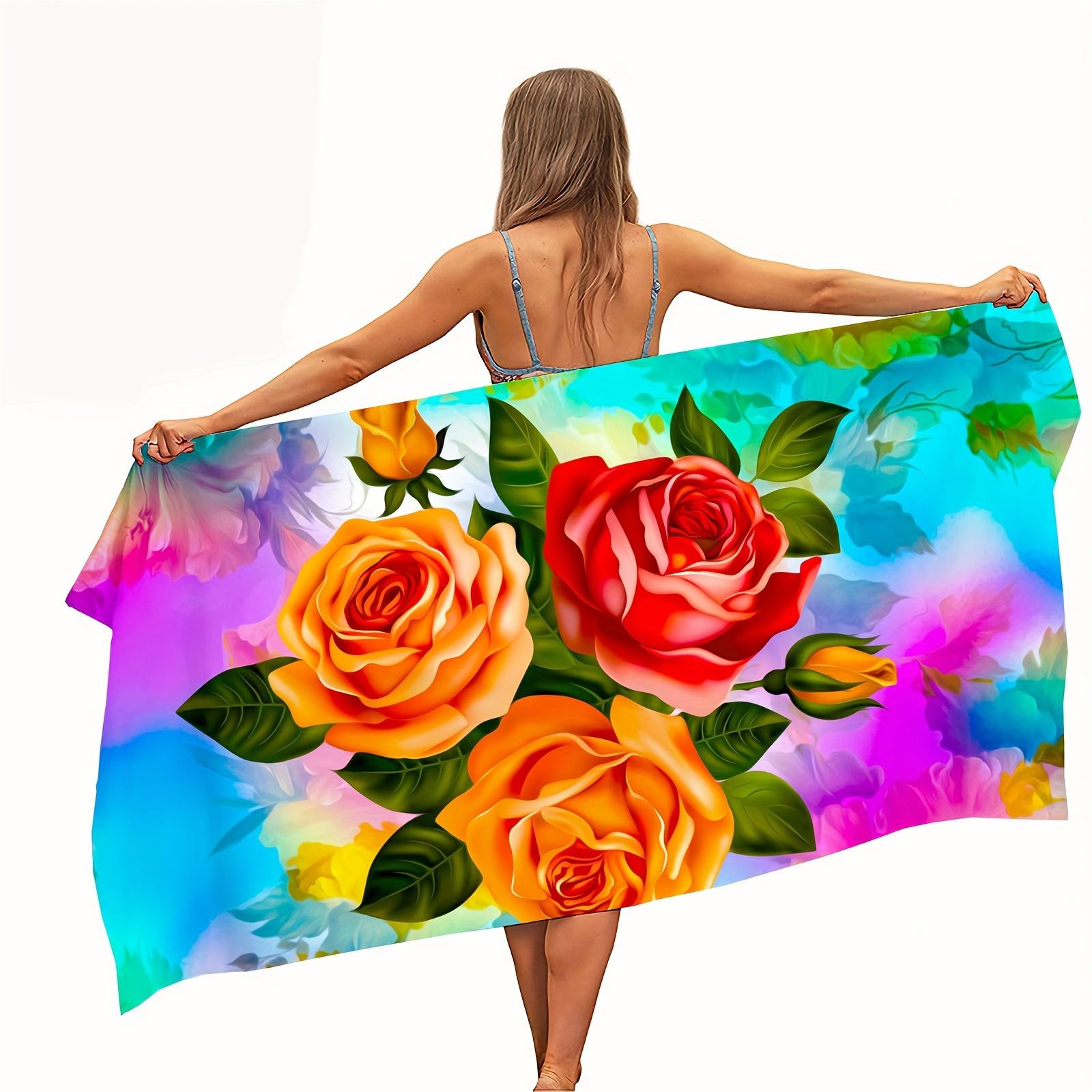 Vibrant Rainbow Rose Flower Print Beach Towel Quick Dry Microfiber Sand Free Absorbent Washable for Summer Pool Travel Vacation W40*H60(CM)
Vibrant Rainbow Rose Flower Print Beach Towel Quick Dry Microfiber Sand Free Absorbent Washable for Summer Pool Travel Vacation W40*H60(CM)