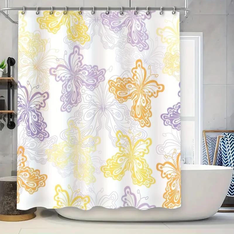 Butterfly Printed Shower Curtain Waterproof Bathroom Decor Customizable Size Yellow Purple Orange Colorful Floral Design Made Fr W60H190(CM)-1 Pcs
Butterfly Printed Shower Curtain Waterproof Bathroom Decor Customizable Size Yellow Purple Orange Colorful Floral Design Made Fr W60H190(CM)-1 Pcs