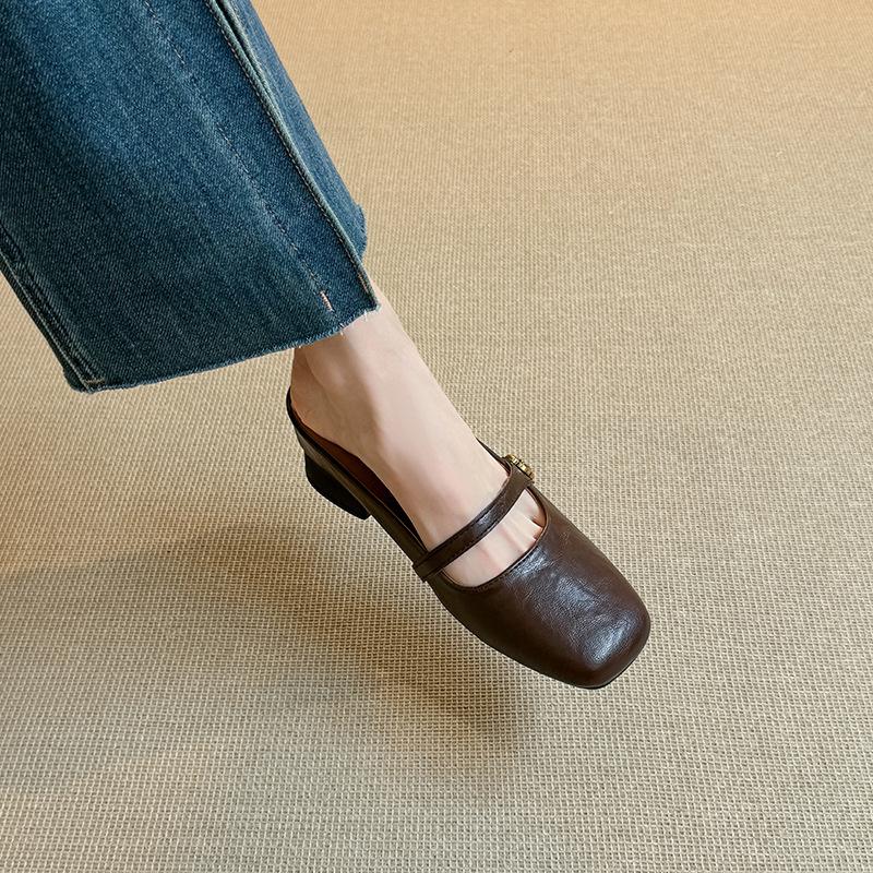 Cowhide~ 6cm small inner height increase square head single shoes women s retro lazy one-pedal shoes bag head half slippers 34
Cowhide~ 6cm small inner height increase square head single shoes women s retro lazy one-pedal shoes bag head half slippers 34