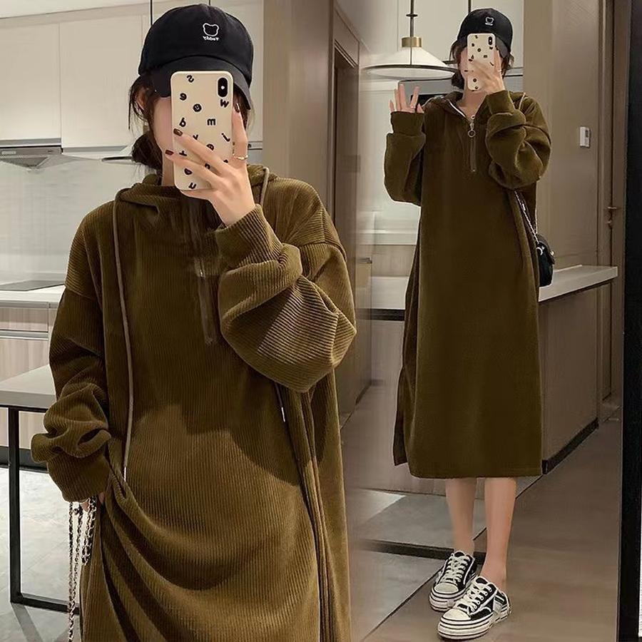 Fall Corduroy Long Sleeve Hooded Thick Warm Loose Plus Size Outerwear Fashion Winter Dress for Young Women M шартрез
Fall Corduroy Long Sleeve Hooded Thick Warm Loose Plus Size Outerwear Fashion Winter Dress for Young Women M шартрез
