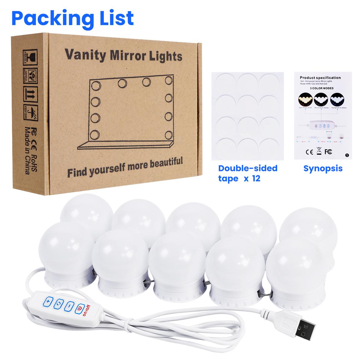 Светодиодный USB-светильник Mexllex для зеркала с 10 регулируемыми лампочками, 3000/4000/6500 К и регулировкой яркости для гримерной 10 bulbs
Светодиодный USB-светильник Mexllex для зеркала с 10 регулируемыми лампочками, 3000/4000/6500 К и регулировкой яркости для гримерной 10 bulbs