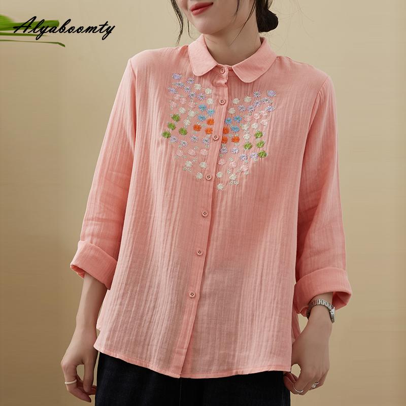 Весна-осінь жіноча бавовняна базова блузка з відкладним коміром сірий синій білий рожевий вільна сорочка вінтажна квіткова вишивка елегантна блузка XXL рожевий
Весна-осінь жіноча бавовняна базова блузка з відкладним коміром сірий синій білий рожевий вільна сорочка вінтажна квіткова вишивка елегантна блузка XXL рожевий