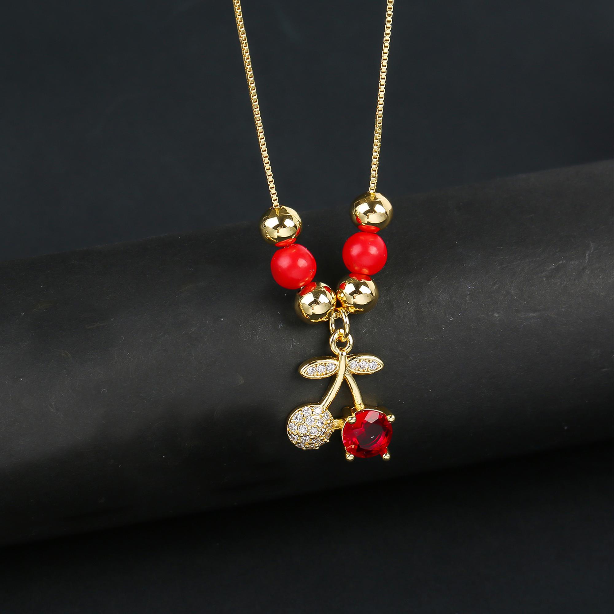 Hot Sale Crystal Red Cherry Pendant Necklace For Woman Gold Plated Fruit Collarbone Chain Fashion Daily Party Zircon Gift
Hot Sale Crystal Red Cherry Pendant Necklace For Woman Gold Plated Fruit Collarbone Chain Fashion Daily Party Zircon Gift