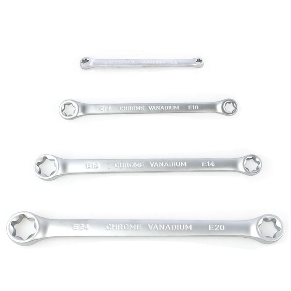 Extra-long straight box-end wrench set, 4-piece set, E6-E24mm
Extra-long straight box-end wrench set, 4-piece set, E6-E24mm
