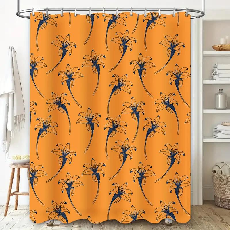 Vintage Orange Shower Curtain With Blue Floral Pattern Decorative Bath Mat Set For Bathroom Perfect Gift Idea W60H190(CM)-1 Pcs
Vintage Orange Shower Curtain With Blue Floral Pattern Decorative Bath Mat Set For Bathroom Perfect Gift Idea W60H190(CM)-1 Pcs