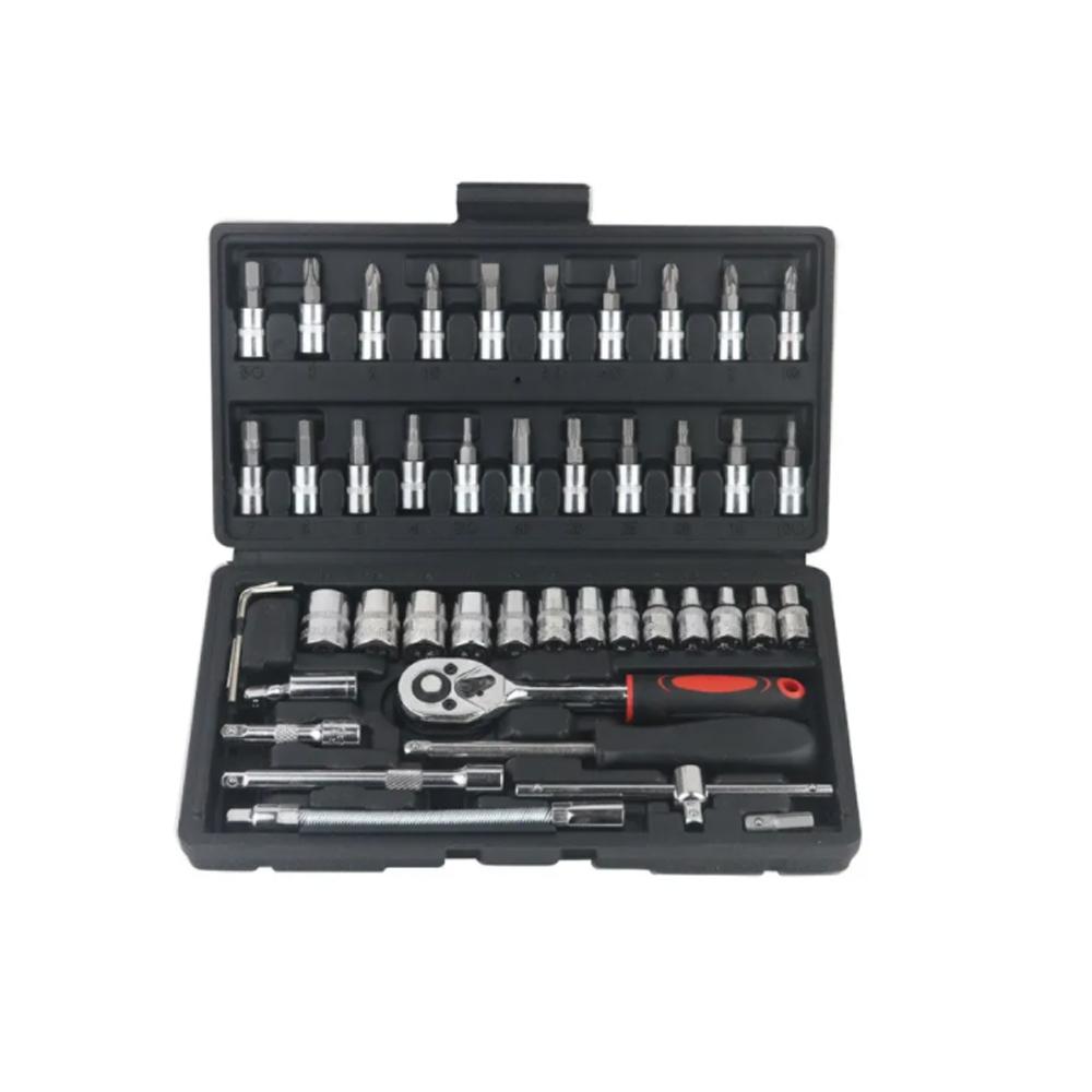 Набор из 46 торцевых ключей, гаечный ключ с храповым механизмом, многофункциональный инструмент для ремонта автомобиля, профессиональный набор инструментов для механической мастерской, мотоцикл чёрный
Набор из 46 торцевых ключей, гаечный ключ с храповым механизмом, многофункциональный инструмент для ремонта автомобиля, профессиональный набор инструментов для механической мастерской, мотоцикл чёрный