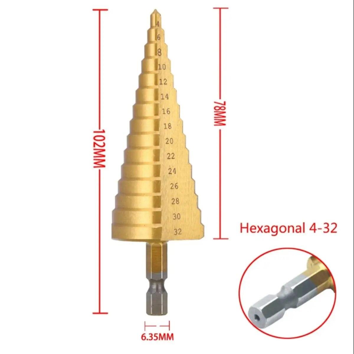 3PCS Hexagonal Handle Titanium Plated Step Drill Bit 3-12/4-12/4-20mm Small Three Piece Pagoda Drill Bit Set
3PCS Hexagonal Handle Titanium Plated Step Drill Bit 3-12/4-12/4-20mm Small Three Piece Pagoda Drill Bit Set