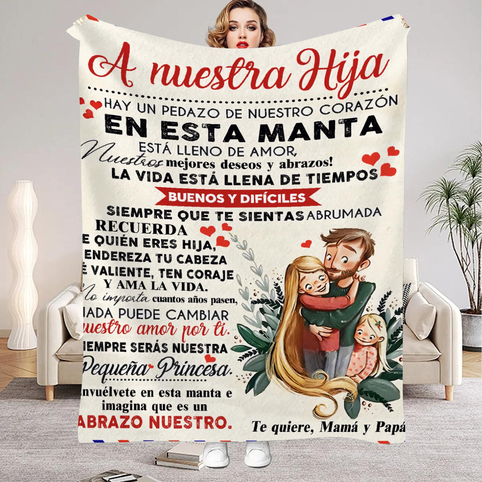 1pc Flannel Blanket A Heartwarming Gift To My Daughter Warm Comfortable Blanket for Home Bedroom Decor Full of love in Spanish 100x150cm
1pc Flannel Blanket A Heartwarming Gift To My Daughter Warm Comfortable Blanket for Home Bedroom Decor Full of love in Spanish 100x150cm