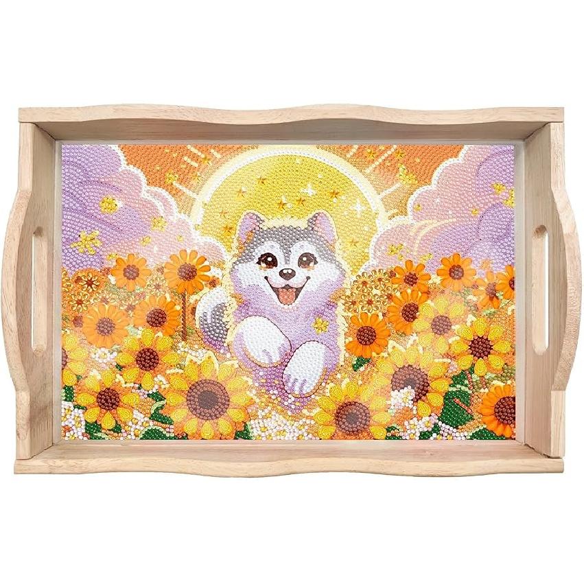 DIY Diamond Serving Tray Rectangular Upgrade Increase Wooden Breakfast Tray with Handles Handmade Diamond Art Painting Dinner Plate for Coffee Living Puppy
DIY Diamond Serving Tray Rectangular Upgrade Increase Wooden Breakfast Tray with Handles Handmade Diamond Art Painting Dinner Plate for Coffee Living Puppy