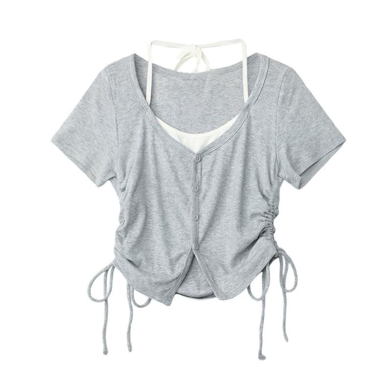 Женская базовая повседневная футболка с низким вырезом в стиле пэчворк с коротким рукавом и сексуальным халтером M
Женская базовая повседневная футболка с низким вырезом в стиле пэчворк с коротким рукавом и сексуальным халтером M