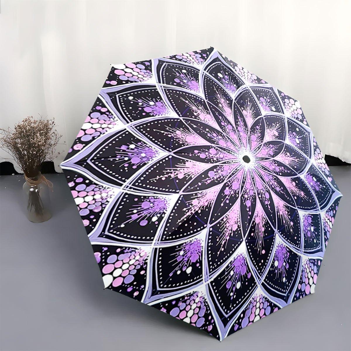 Automatic Folding Umbrella with Purple Mandala Floral Pattern - 8-Rib Collapsible Design, Portable Outdoor Accessory for Chris
Automatic Folding Umbrella with Purple Mandala Floral Pattern - 8-Rib Collapsible Design, Portable Outdoor Accessory for Chris