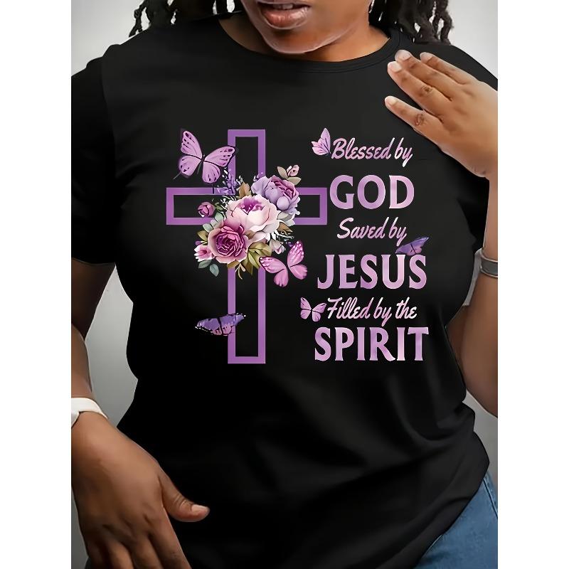 Womens Plus Size Blessed By God Saved By Jesus Filled By The Spirit T Shirt Vibrant Purple Floral Butterfly Design Casual Crew Neck Medium Stretch 4XL чорний
Womens Plus Size Blessed By God Saved By Jesus Filled By The Spirit T Shirt Vibrant Purple Floral Butterfly Design Casual Crew Neck Medium Stretch 4XL чорний