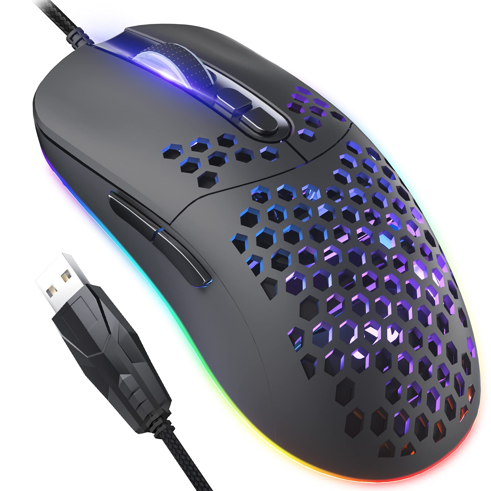 QYD Q306 Ultra Light 70g Honeycomb Gaming Mouse Ігрова комп’ютерна дротова миша 7200 DPI, регульована ергономічна конструкція Ігрова USB-миша 7 програмних кнопок LED чорний
QYD Q306 Ultra Light 70g Honeycomb Gaming Mouse Ігрова комп’ютерна дротова миша 7200 DPI, регульована ергономічна конструкція Ігрова USB-миша 7 програмних кнопок LED чорний