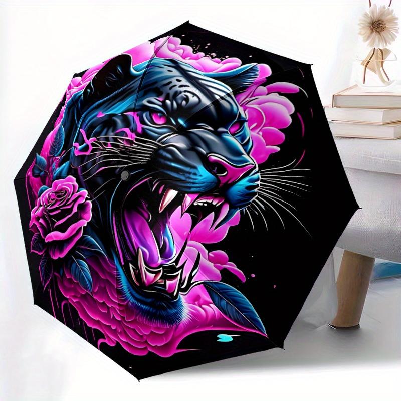 1pc Panther Head Automatic Folding Umbrella - Stylish Black Panther Design with Pink Roses, Portable & Foldable, 8-Rib Durable
1pc Panther Head Automatic Folding Umbrella - Stylish Black Panther Design with Pink Roses, Portable & Foldable, 8-Rib Durable