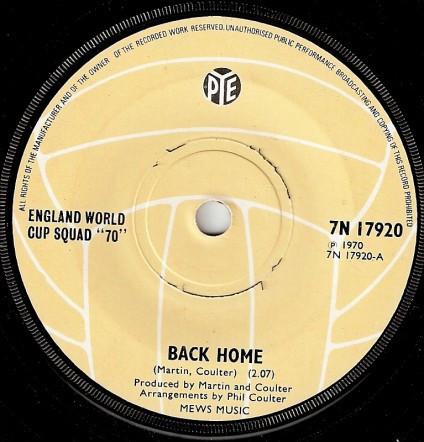 7inch Record ENGLAND WORLD CUP SQUAD 70 Back Home 7N17920 Pye Records 1970 UK Pop Used
7inch Record ENGLAND WORLD CUP SQUAD 70 Back Home 7N17920 Pye Records 1970 UK Pop Used