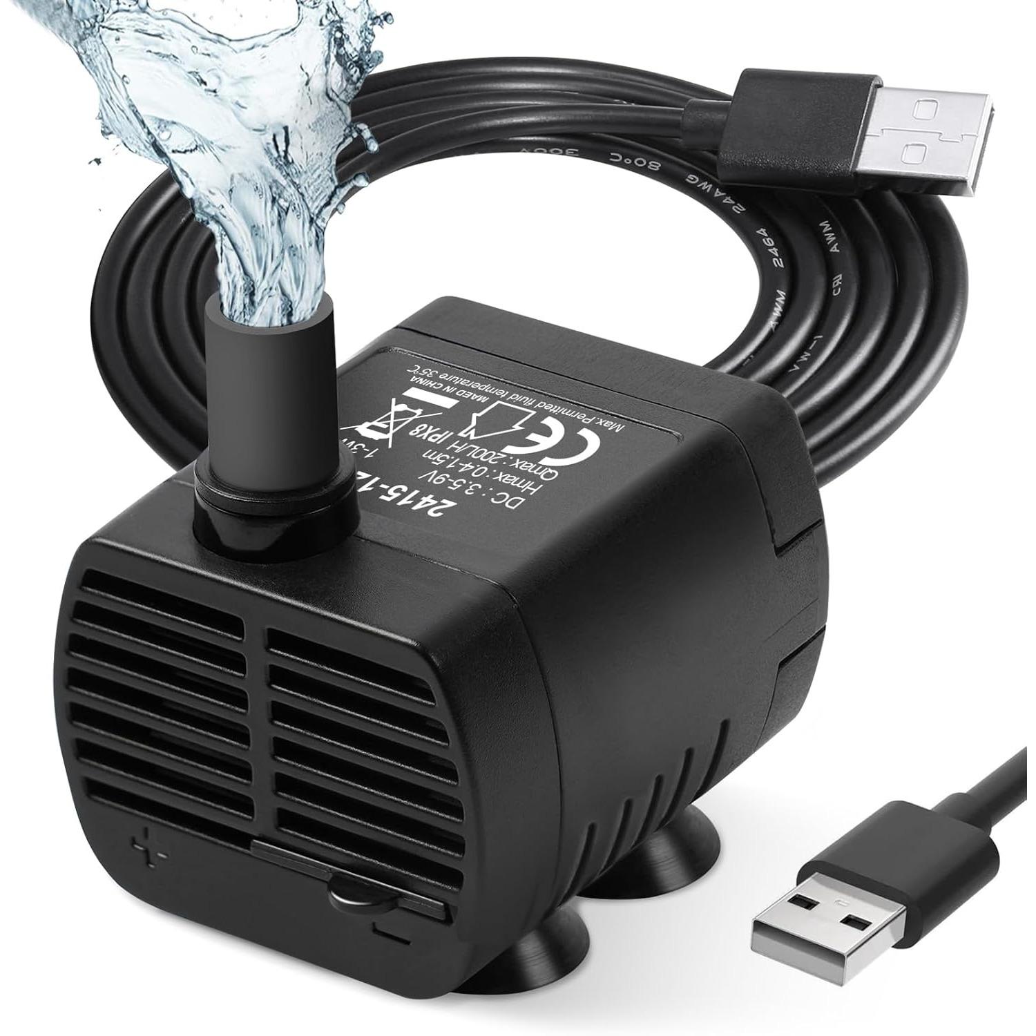 Submersible Water Pump, Aquarium Pump Adjustable 200L/H 3W Ultra-Quiet USB Catit Pump for Pond Fish Tank Fountain Fish Tank 1.4m Cord 3w
Submersible Water Pump, Aquarium Pump Adjustable 200L/H 3W Ultra-Quiet USB Catit Pump for Pond Fish Tank Fountain Fish Tank 1.4m Cord 3w
