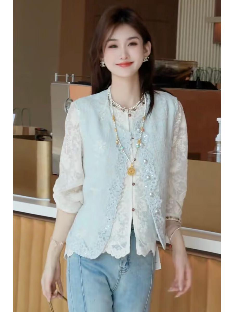 Spring 2025 French New Chinese Style Lace Embroidery Satin Vest and Shirt Set XL небесно-голубой
Spring 2025 French New Chinese Style Lace Embroidery Satin Vest and Shirt Set XL небесно-голубой