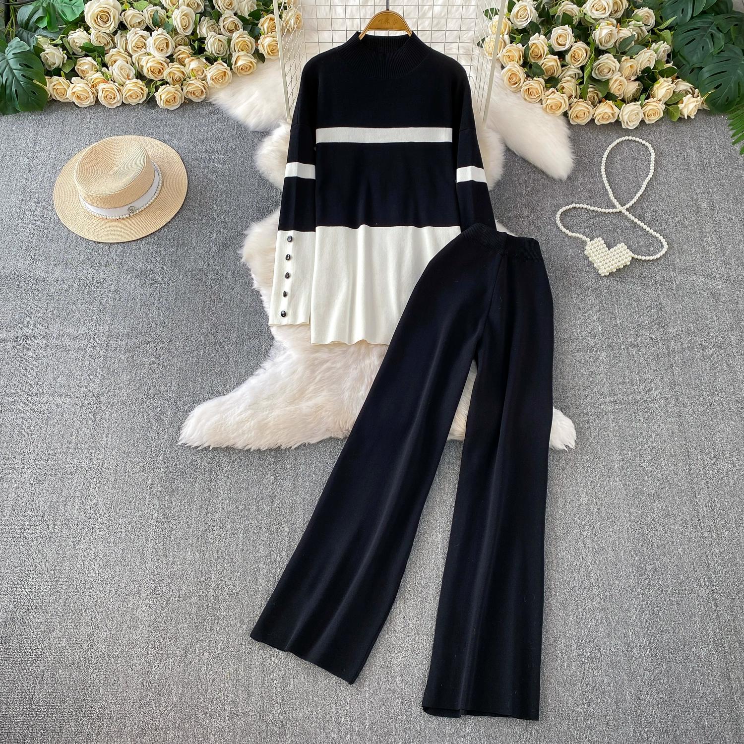 Осінньо-зимовий жіночий повсякденний в язаний костюм-двійка: пуловер з довгим рукавом та широкі штани one size чорний
Осінньо-зимовий жіночий повсякденний в язаний костюм-двійка: пуловер з довгим рукавом та широкі штани one size чорний