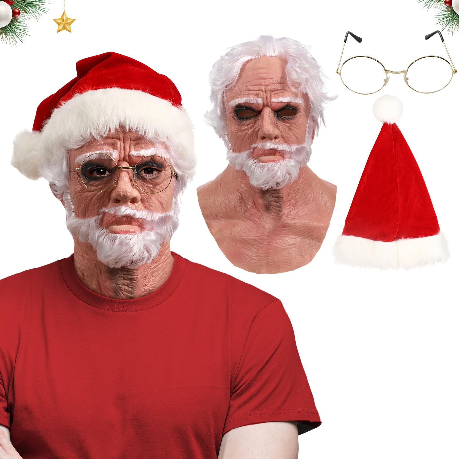 3PCS Realistic Santa Claus Mask Christmas Hat Glasses Old Man Beard Full Head Latex Costume Props Adult Men Cosplay For Xmas красный
3PCS Realistic Santa Claus Mask Christmas Hat Glasses Old Man Beard Full Head Latex Costume Props Adult Men Cosplay For Xmas красный