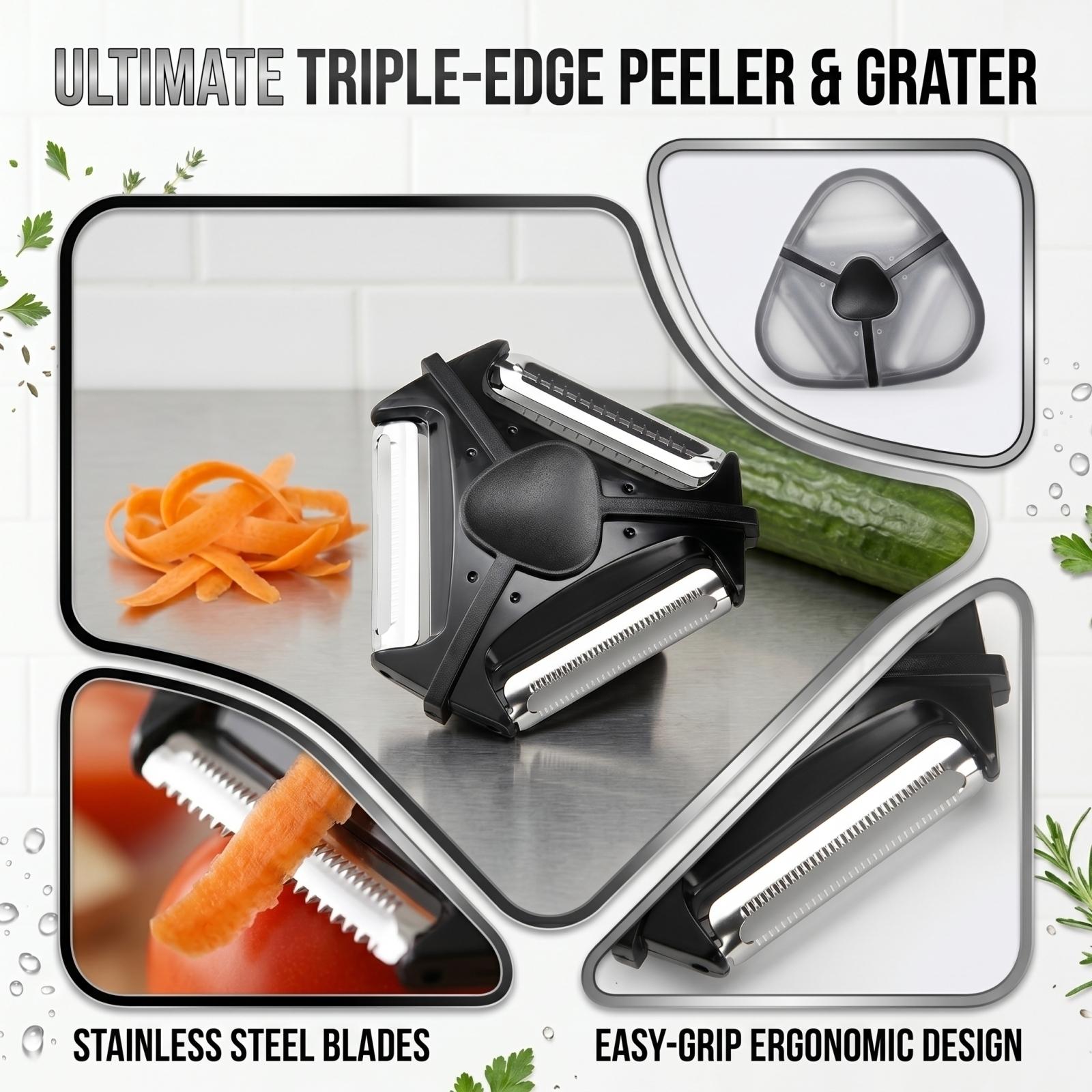 Three in One Vegetable Peeler Multi Function Kitchen Tool Stainless Steel Blades for Peeling Slicing and Grating Fruits and Vegetables One Size чорний
Three in One Vegetable Peeler Multi Function Kitchen Tool Stainless Steel Blades for Peeling Slicing and Grating Fruits and Vegetables One Size чорний